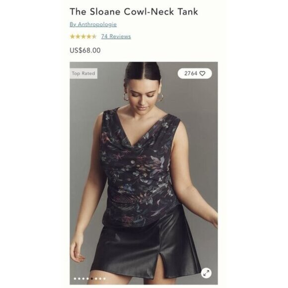 NWT Size S - Anthropologie The Sloane Cowl-Neck blouse Tank (NWT US$ 68) - Picture 16 of 16